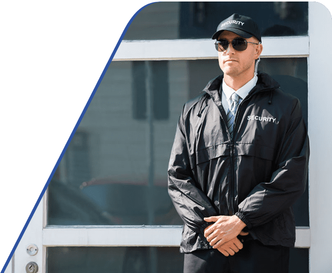 Amtivo (Formerly Certification Europe and EQA) - Door Supervision - Security door guard in a cap, security jacket and sunglasses