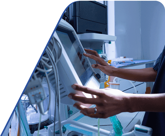 Amtivo (Formerly Certification Europe and EQA) ISO 13485 Medical Device - Medical worker operating a medical device.