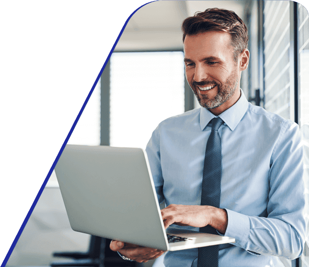 About Amtivo - smiling man on laptop