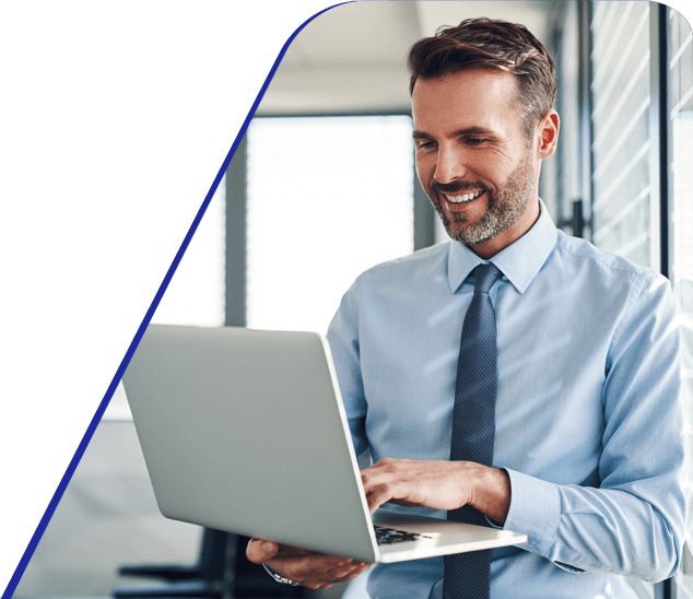 About Amtivo - smiling man on laptop