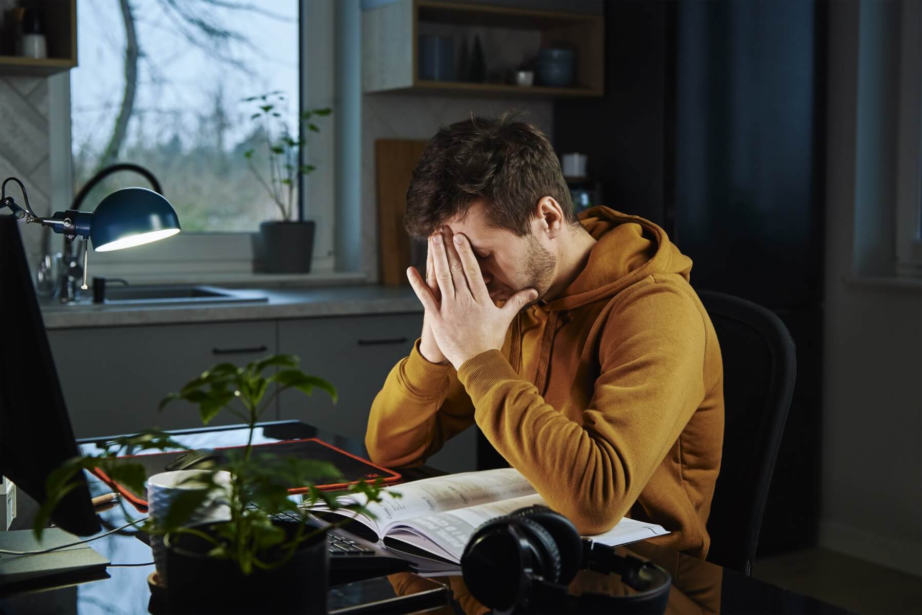 Man working remotely from home